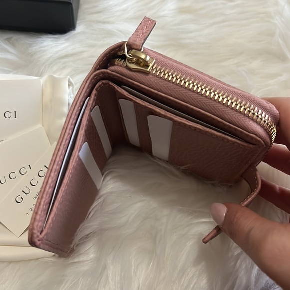 💯% Auth Gucci Wallet Pink GG Supreme French Guccissima Zip Around Wallet NWT - Picture 4 of 5